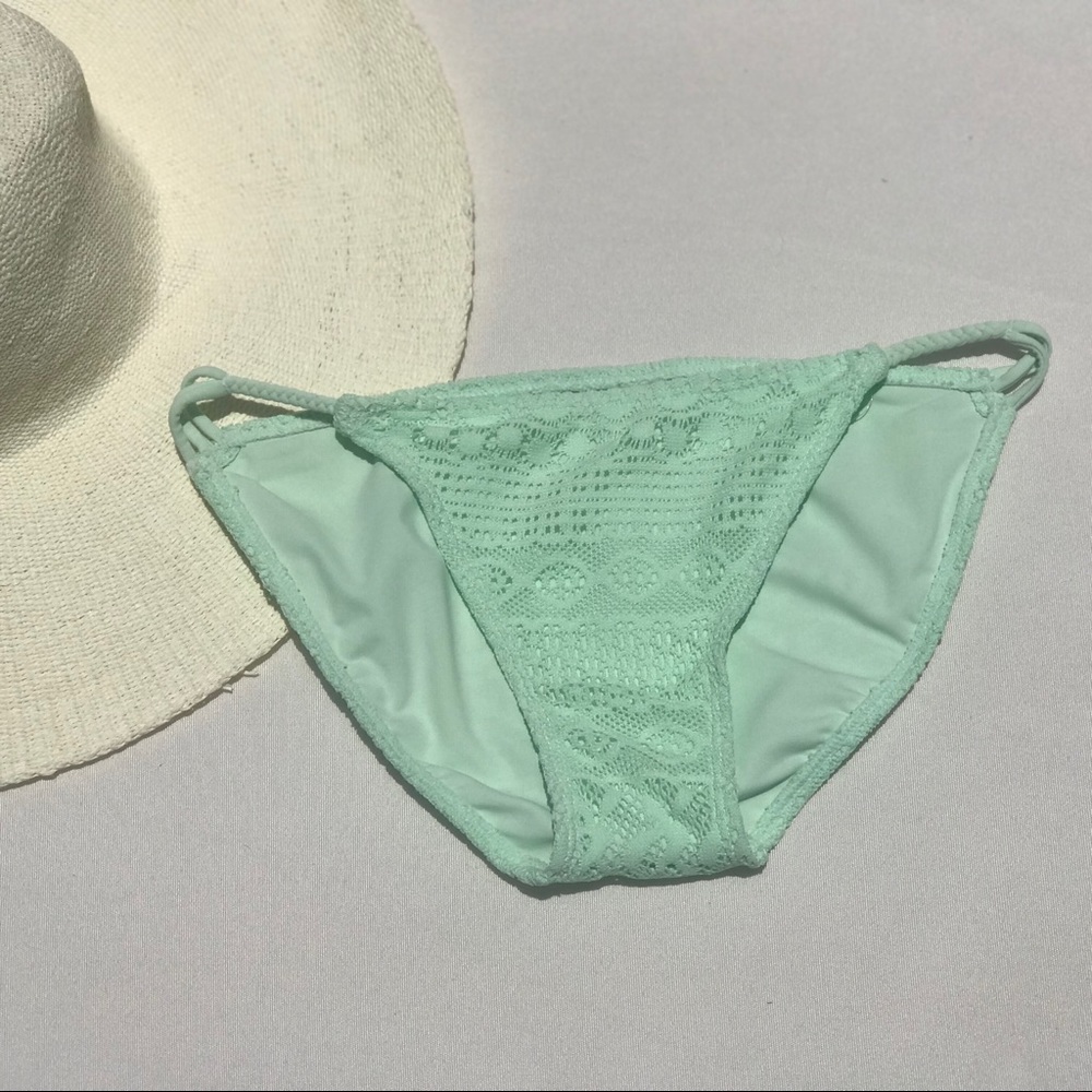 Crocheted Mint Green String Bikini Bottoms